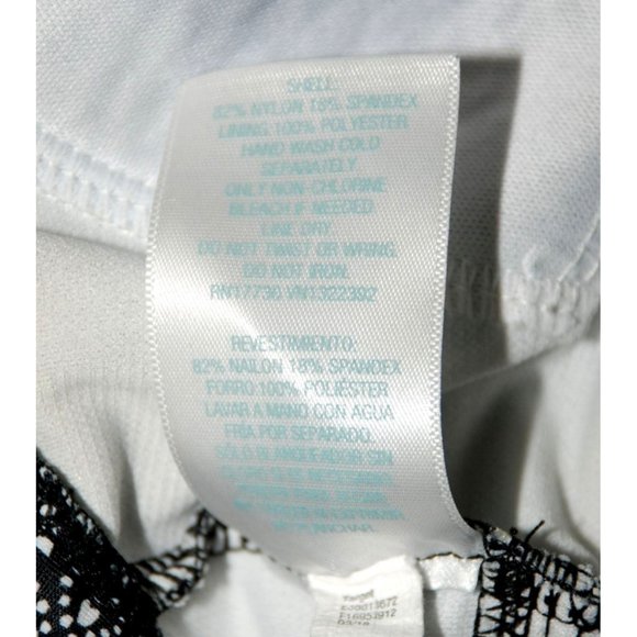 Kona Sol Black White Swimsuit Cut Out Back One Piece Size M V-Neck Floral Trim - Picture 10 of 11